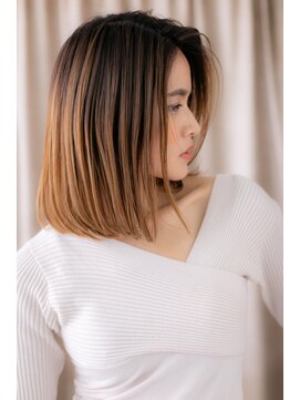 カバーヘア イヴ 戸頭店(COVER HAIR EVE) □カーキベージュハイライトかきあげボブ405戸頭20代30代40代