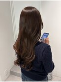ロングレイヤー/艶髪/柔らかベージュ/ウェーブ巻き
