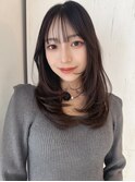 レイヤーカット/顔まわりカット/くびれヘア//グレージュ