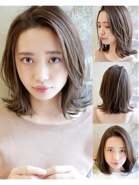 アフロート ルヴア(AFLOAT RUVUA) かきあげレイヤーボブ×ヌーディーカラーの【外ハネ大人ヘア】