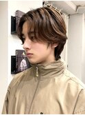 センターパート 毛流れナチュラルパーマ