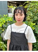 rireイメチェン前髪アンブレラカラーこなれミディウェーブパーマ
