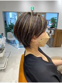 大人ショートボブ丸みショートカットマッシュショート前髪あり
