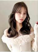 ロングレイヤーカットアッシュグレージュ小顔ヘアRI-54