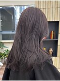 ブリーチなしダブルカラーラベンダーグレージュ暗髪秋カラー