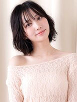 カバーヘア ブリス 戸田公園西口店(COVER HAIR bliss)&nbsp;黒髪シースルーバングハッシュカットひし形レイヤーボブ20代Z