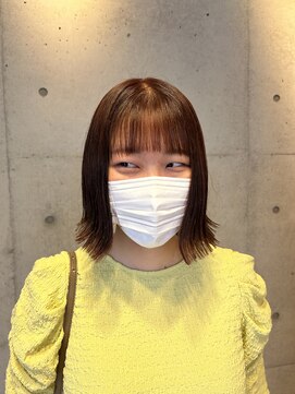 アチーブ ヘア デザイン(achieve hair design) #オレンジブラウン　切りっぱなしミディ　透明感こなれ感