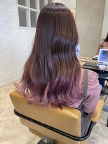 ラボヌールヘアーグレース 門前仲町店(La Bonheur hair grace)&nbsp;【grace杉本】裾カラー/ピンクブラウン/波巻き