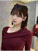 ワイドバングイメチェン美髪外ハネボブ+レイヤーカット韓国/池袋