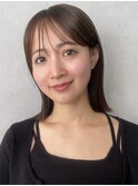 顔周りレイヤーカットくびれヘアミルクティーベージュカラー