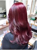 【白石】ブリーチなし赤髪ワインレッドボルドー暖色艶カラー原宿
