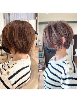 マグ ギンザ(mag ginza) 30代40代50代ショート白髪ぼかし髪型面長扱いやすい髪型