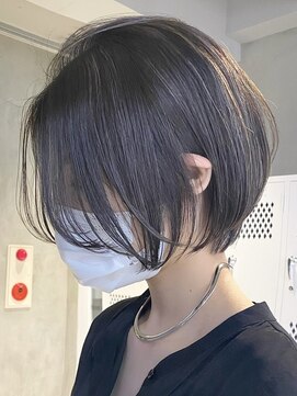 エリマ 横浜西口(elima) 横浜西口白髪染めハンサムショートボブラベンダーブラウンカラー