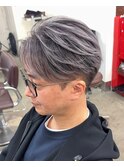大人かっこいいシルバーグレーバレイヤージュセンターパート