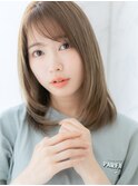 結んでも可愛いミディアムレイヤー/透明感ミルクティーベージュ