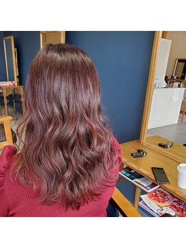 ネイビーヘアデザイン(navy hair design) ロング×ベリーピンク
