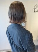 大人小顔切りっぱなし外ハネボブ ベージュカラー 20代30代