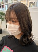 カーキベージュ×今っぽ韓国風ミディ/アッシュオリーブ20代30代