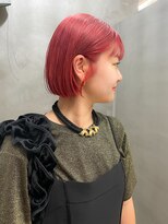 テトヘアー(teto hair)&nbsp;レッドカラー　オレンジカラー　暖色　ボブ　ミニボブ