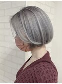 黒髪/グレーベージュ/レイヤーロング/前髪パーマ/池袋　8w