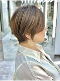 大人ショートボブ丸みショートカットマッシュショート前髪あり