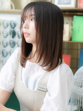 カバーヘア イヴ 戸頭店(COVER HAIR EVE) ★シースルー前髪エンドカラーワンカールストレート30代40代★10