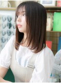 ★シースルー前髪エンドカラーワンカールストレート30代40代★10
