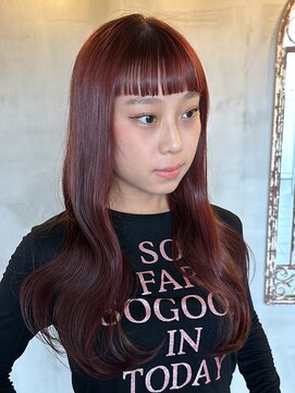 エンター 天神店(ENTER) 透明感カラー/チェリーレッド/ぱっつんバング/ENTER 天神店