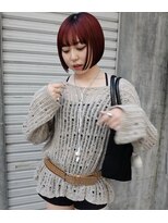 レコ 渋谷(LECO)&nbsp;レッドボルドーミニボブ切りっぱなしボブ