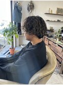 波巻きセンターパート×ハイライトカラー 宇都宮/メンズパーマ