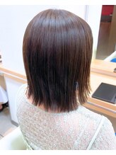 ルージュミュー(ROUGE mieux)&nbsp;外はねボブ×透明感ベージュカラー【切りっぱなし】
