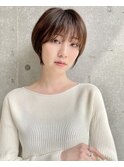 大人可愛い/20代30代40代黒髪前下がりショートボブ