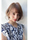 ミルクティーショートボブ/ハイトーンカラーくすみベージュ韓国
