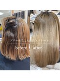 ブリーチ毛×髪質改善ストレート