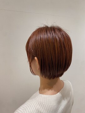 ネウィ ジャム 町田(newi JAM) ショートボブ/アプリコットオレンジ/後れ毛パーマ
