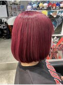 Free 松岡凛 ケアブリーチ ベリーピンク ボブ ボルドー