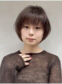 丸みショートボブ/顔まわりレイヤー/透明感カラー/レイヤーボブ