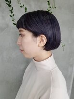 テトヘアー(teto hair) ミニボブ　紫　ラベンダーアッシュ　ワンレン　オン眉　暗髪