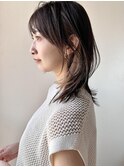インナーグレージュ×小顔前髪×くびれレイヤー×艶髪ミディf
