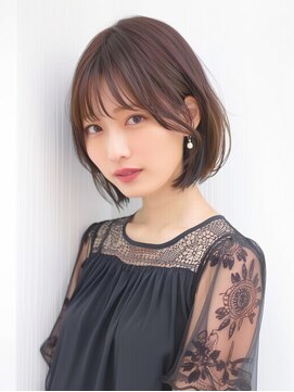 クラン 岡本(Chlan) 小顔前髪ナチュラルボブ×マロンベージュ