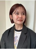ぷつっとボブ　ワインレッド　チェリーレッド　コンパクトボブ