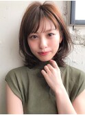 前髪ワイドバング美髪外ハネボブナチュラルカール#230f0306