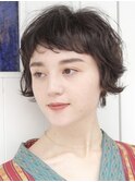 くびれショート・ボブ/丸顔/前髪あり/絶壁解消/20代/30代/長め