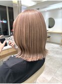 脱白髪染めピンクベージュ_レイヤーカット_髪質改善