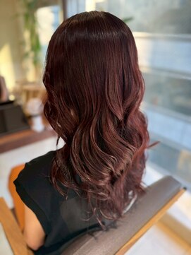 ヘアリゾート粋 ティガ 池袋店(tiga) ロングレイヤー/ブラウンレッド/ロングウェーブ