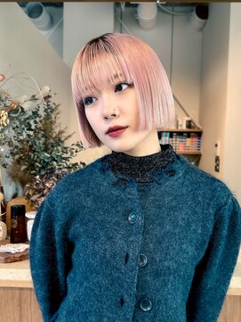 エルム 原宿 表参道(yelm) ボブ×ピンクベージュ/髪質改善/ダブルカラー/インナーカラー