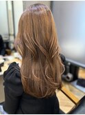 髪質改善＊ロングレイヤー　オレンジベージュ＊美髪【Zina札幌】