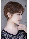 大人可愛い20代30代40代黒髪前下がりショートボブ丸みショート◎