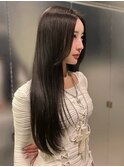 透明感カラー グレージュ ロングレイヤー