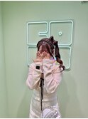 ヘアメ/立体リボンサイドポニー 